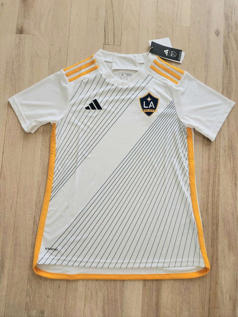 NWT Adidas LA Galaxy Womens 2024 Home Jersey Soccer MLS White Gold AeroReady M
